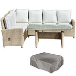 5 Pcs Reclining Rattan Garden Dining Set W/ Cushions
