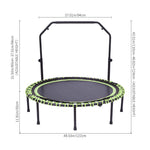 48in Bungee Cords Foldable Round Trampoline With Adjustable U-handle Bar | Green