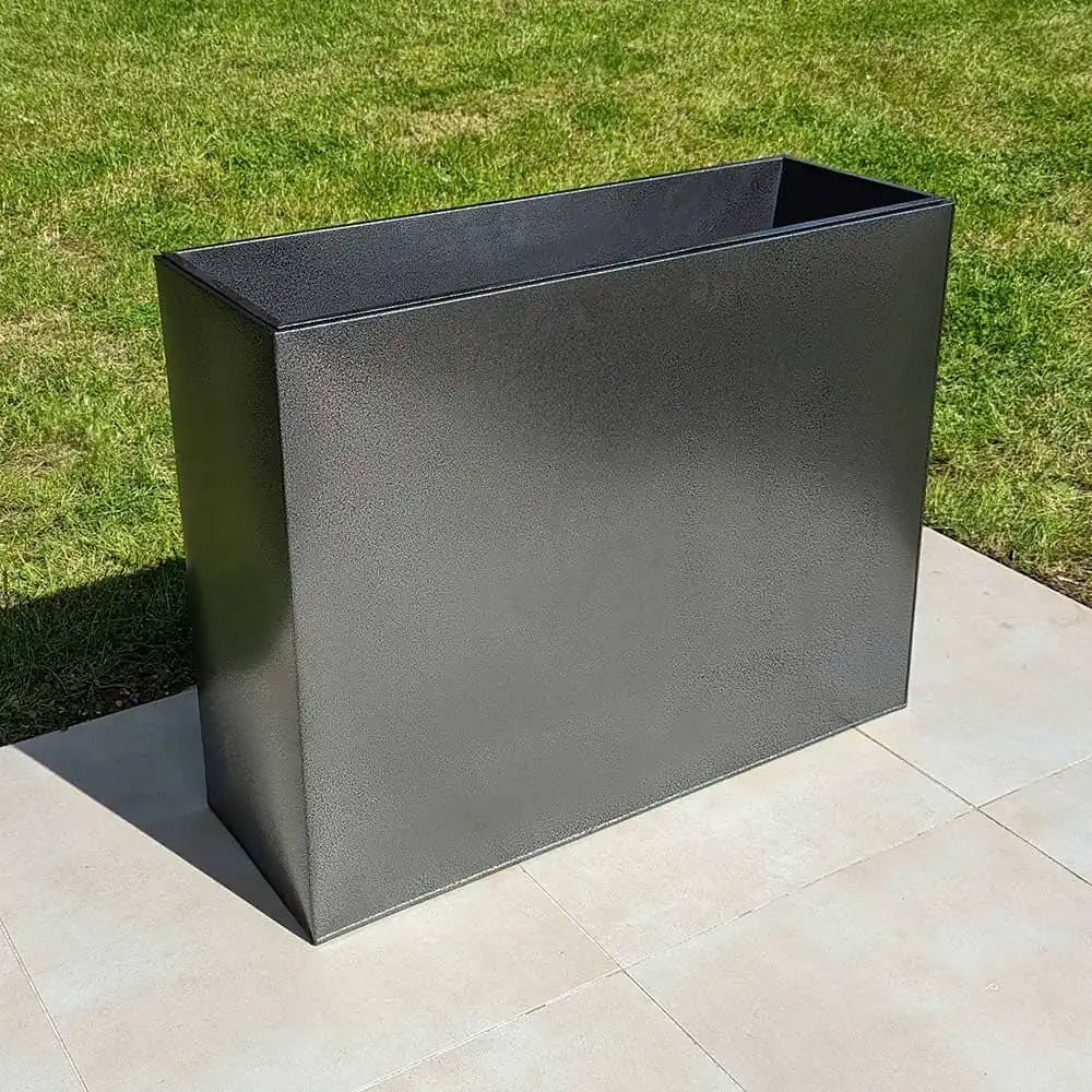 Long Zinc Galvanised Tall Trough Planter | 100cm x 35cm x 80cm | Silver Black