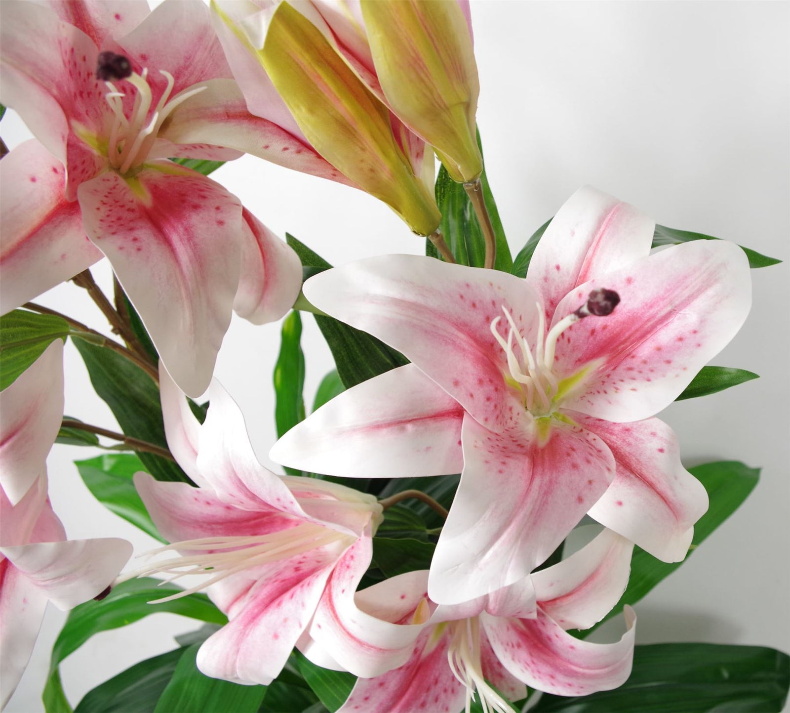 Artificial 90cm Lily Stargazer Style Lillies Plant Large Flowers Pink