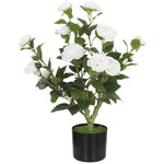 HOMCOM 65cm Artificial Camellia Flower Plant With 116 Lush Leaves