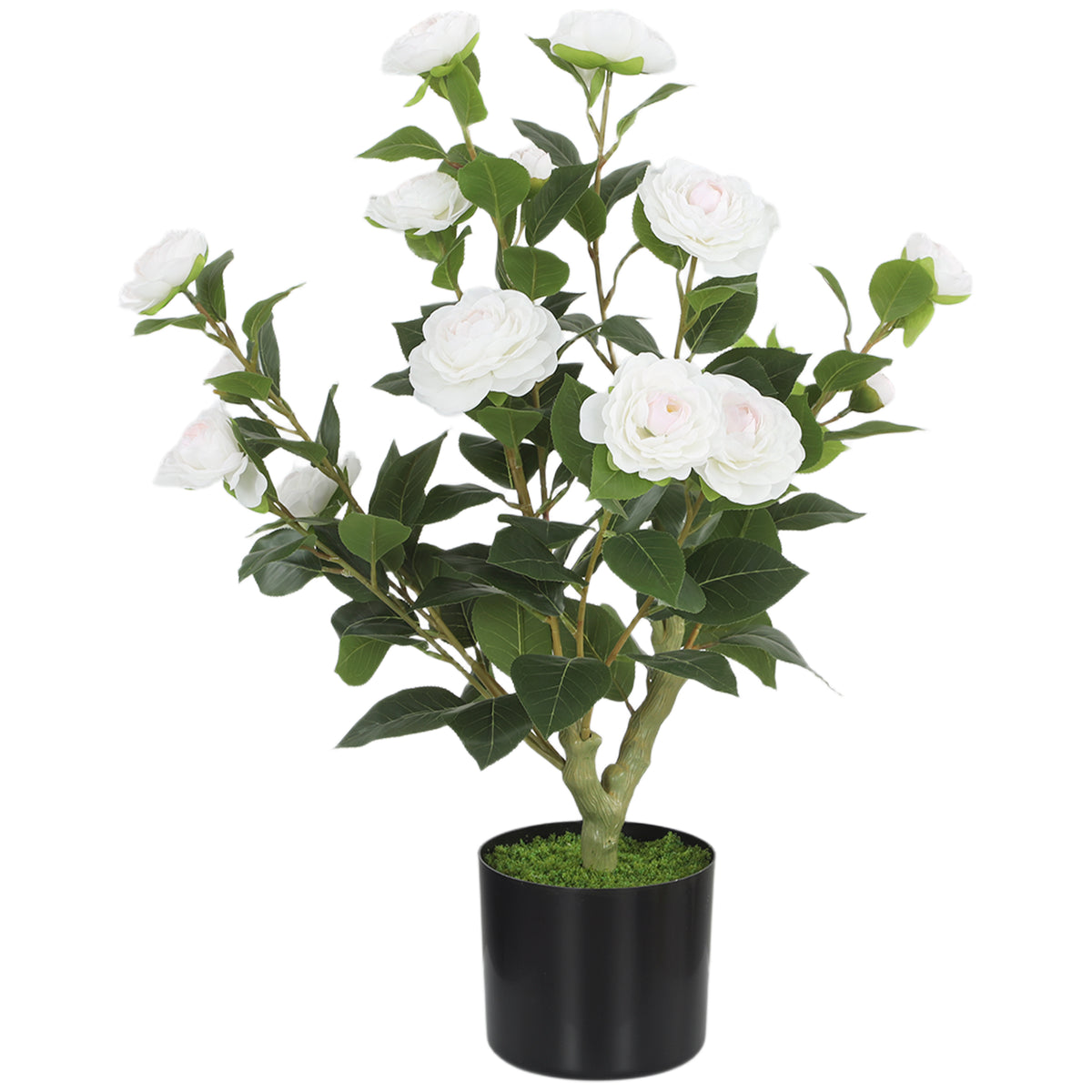 HOMCOM 65cm Artificial Camellia Flower Plant With 116 Lush Leaves