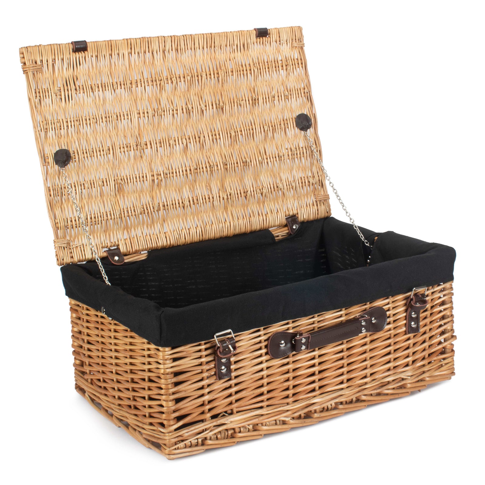 Wicker 55cm Buff Empty Picnic Basket Unlined | Black