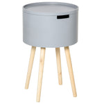 Side Table Wood Nightstand W/ Hidden Storage Space | Gray