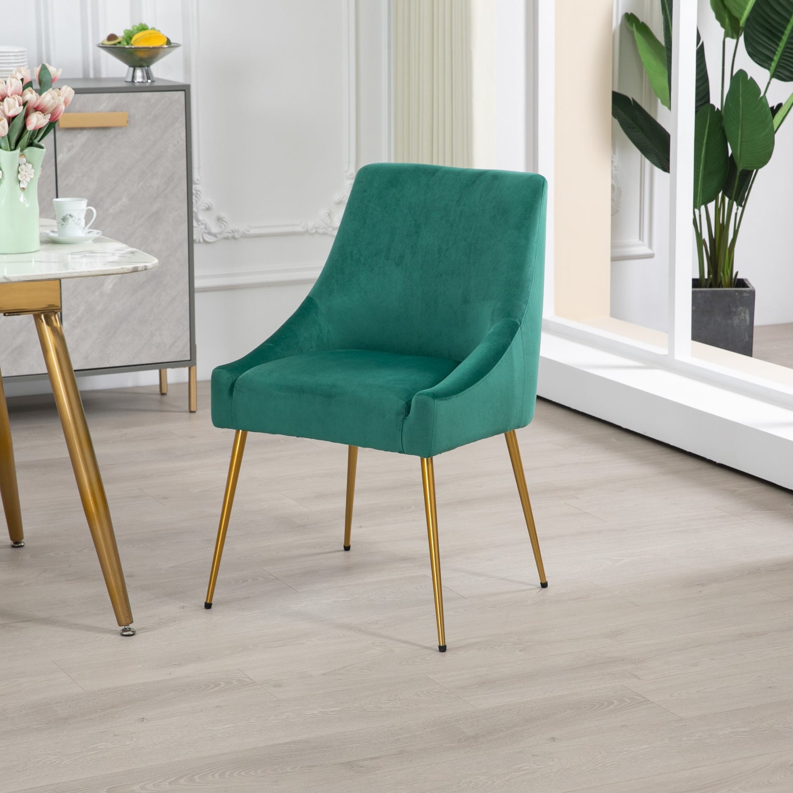 Set Of 2 Lograto Velvet Dining Chairs | Green