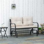 Outdoor Double Rocking Chair Glider Loveseat With Cushion