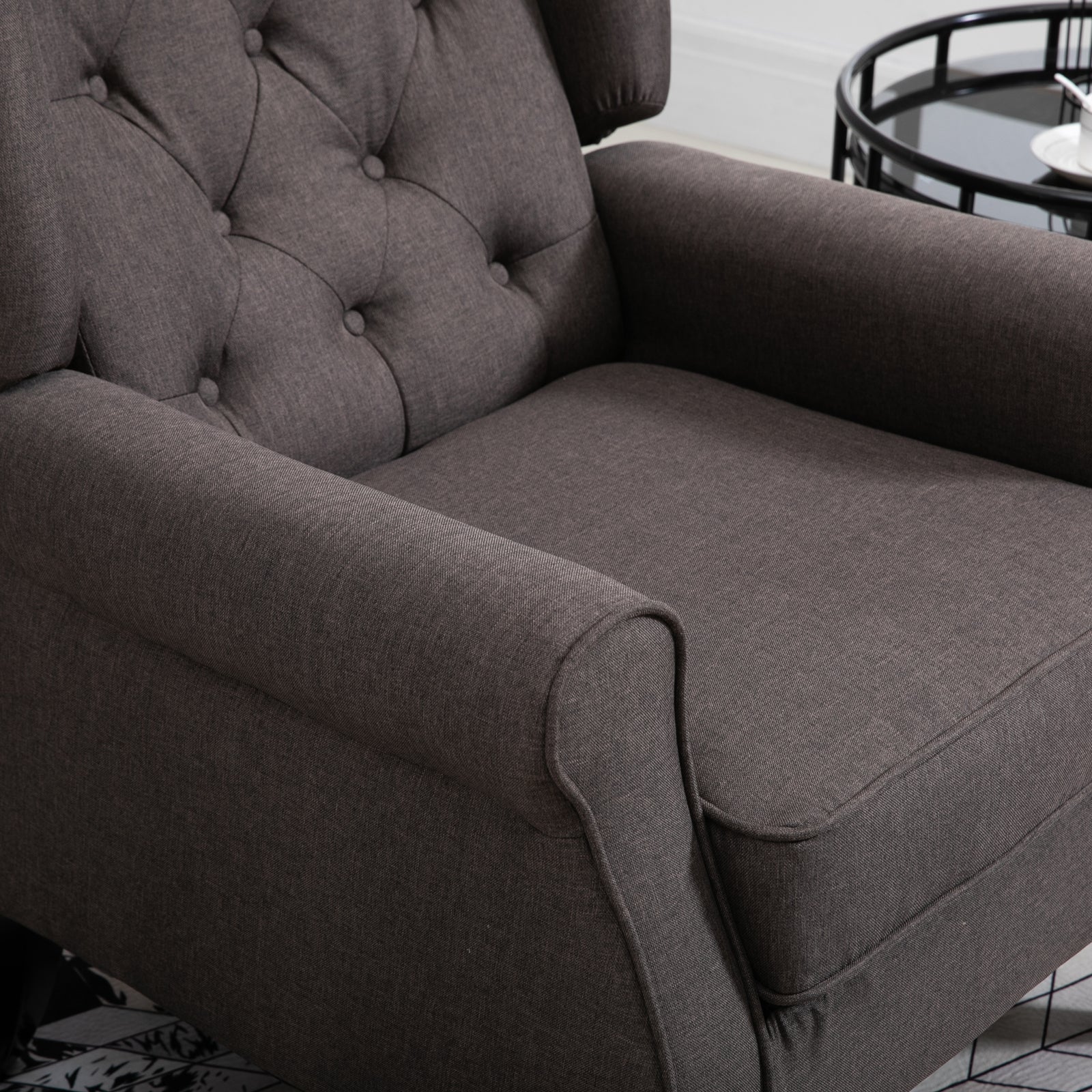 Accent Armchair Home Furniture Retro Tufted Club Wood | One Size | Brown