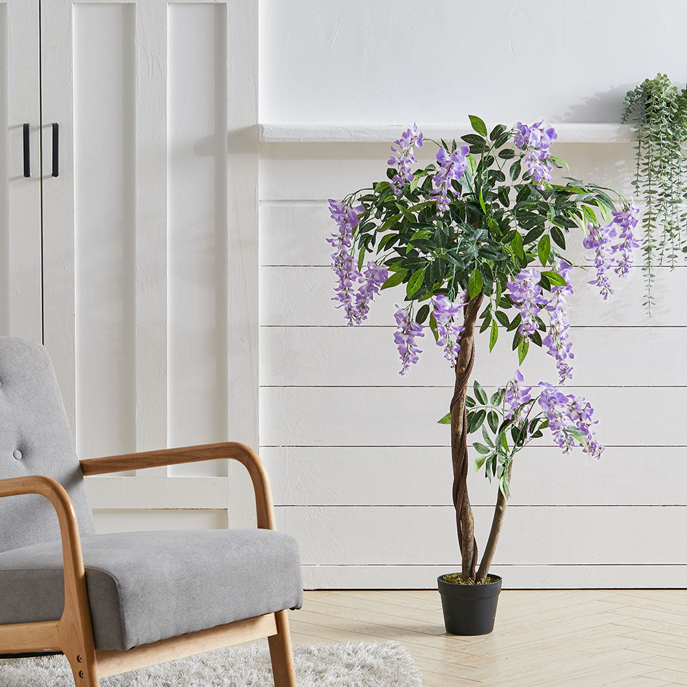 120cm H Artificial Flowers Plant In Pot For Home Decor Purple