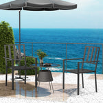 Stackable Outdoor Garden Chairs With Metal Slatted Design | Set of 2 | Black