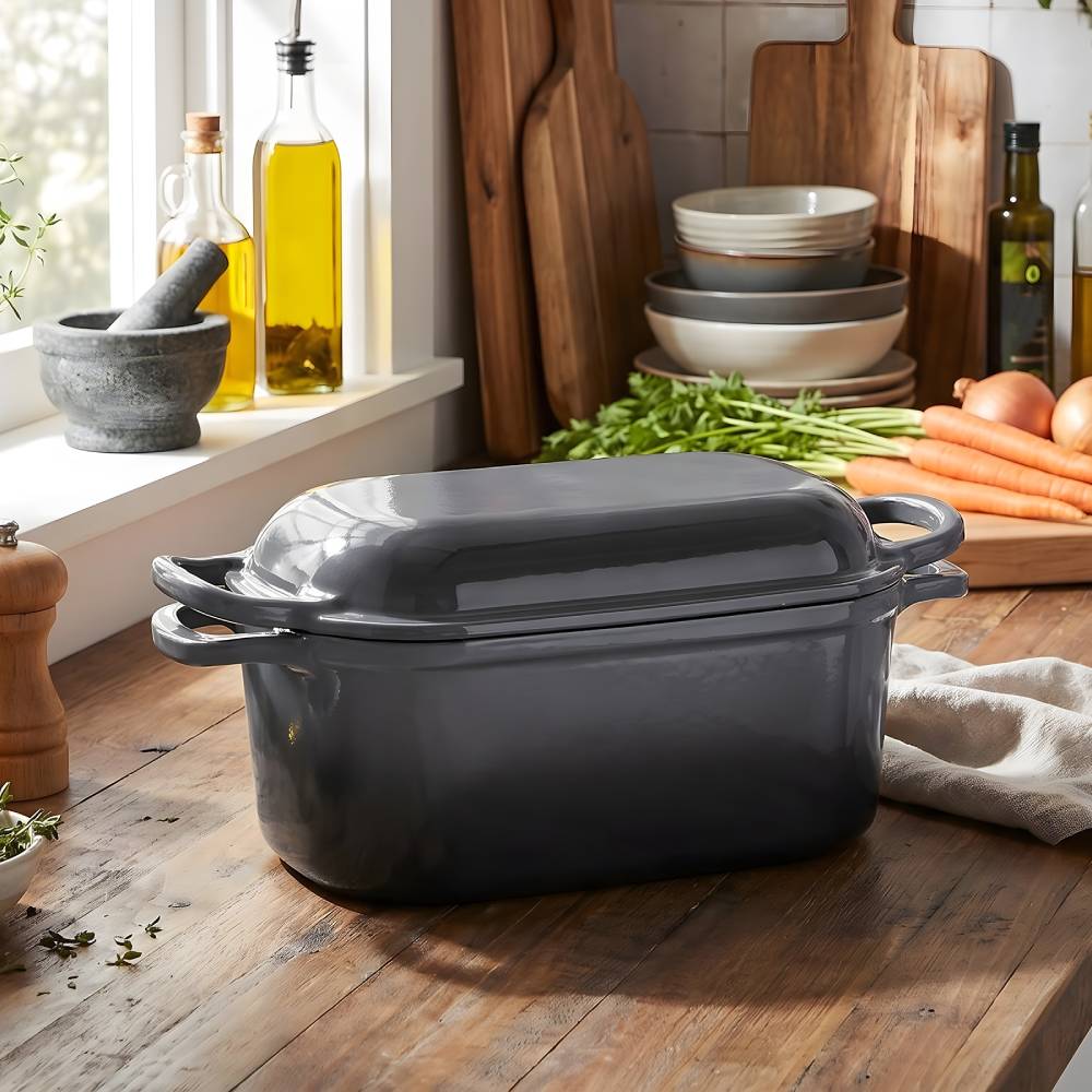 3.8l Enamelled Cast Iron Dutch Oven, Round Heavy Duty Casserole Pot With Lid, Ideal For Bread Baking
