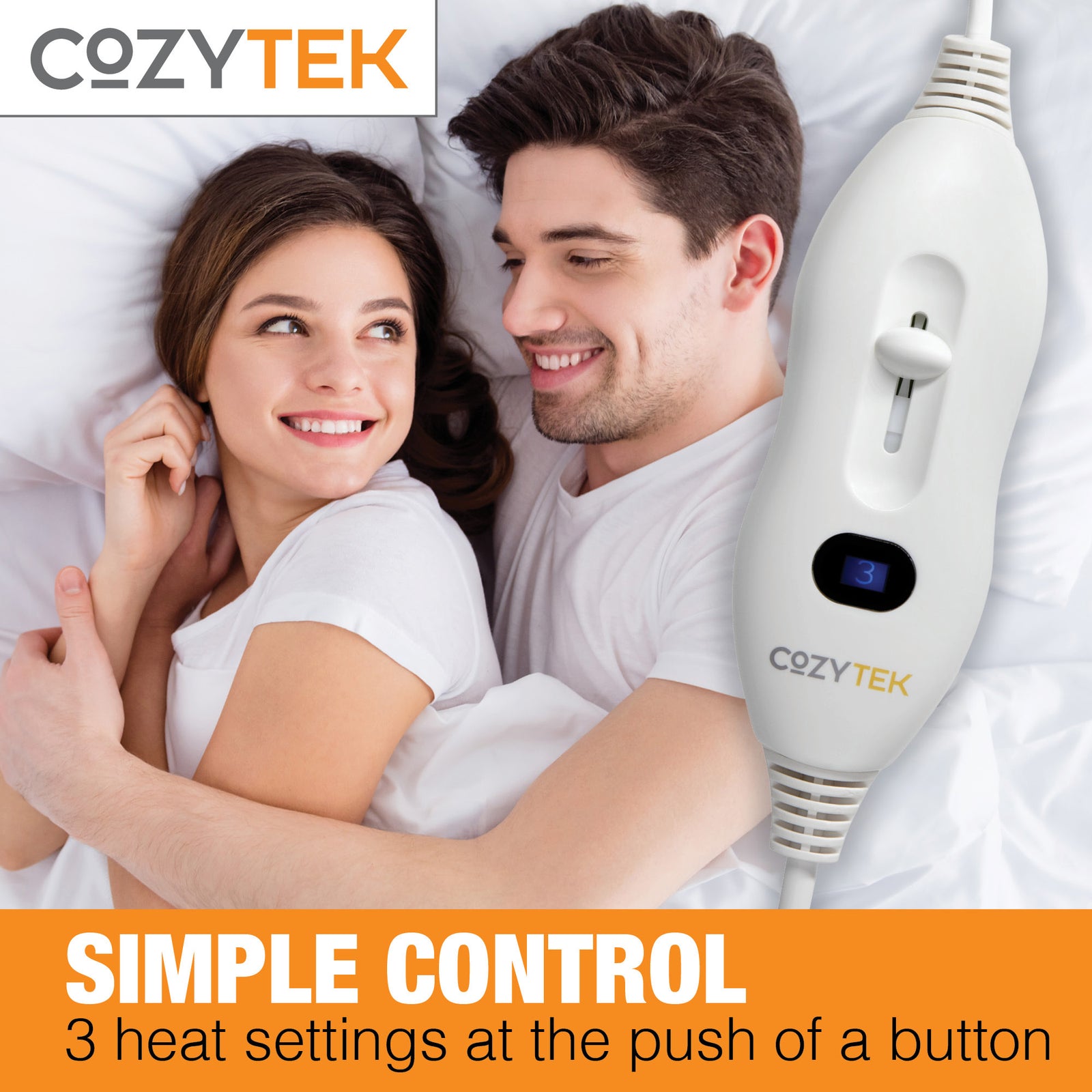 Electric Heated Blanket Underblanket Heated Sheet & Secure Ties 3 Heat Settings | Double | White