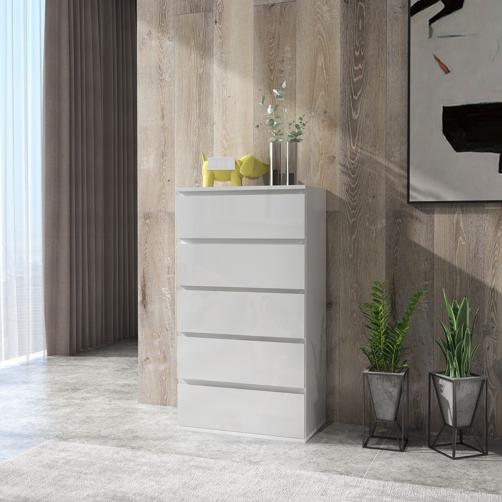 4/5 Drawer Bedroom Chest Of Drawers High Gloss | Large | White