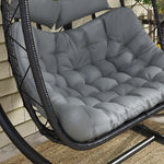 Pe Rattan Hanging Egg Chair With Metal Stand, Headrest