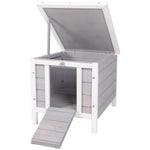 Wooden Rabbit Hutch Bunny Cage Guinea Pig House Pet Habitat Ferret | Gray