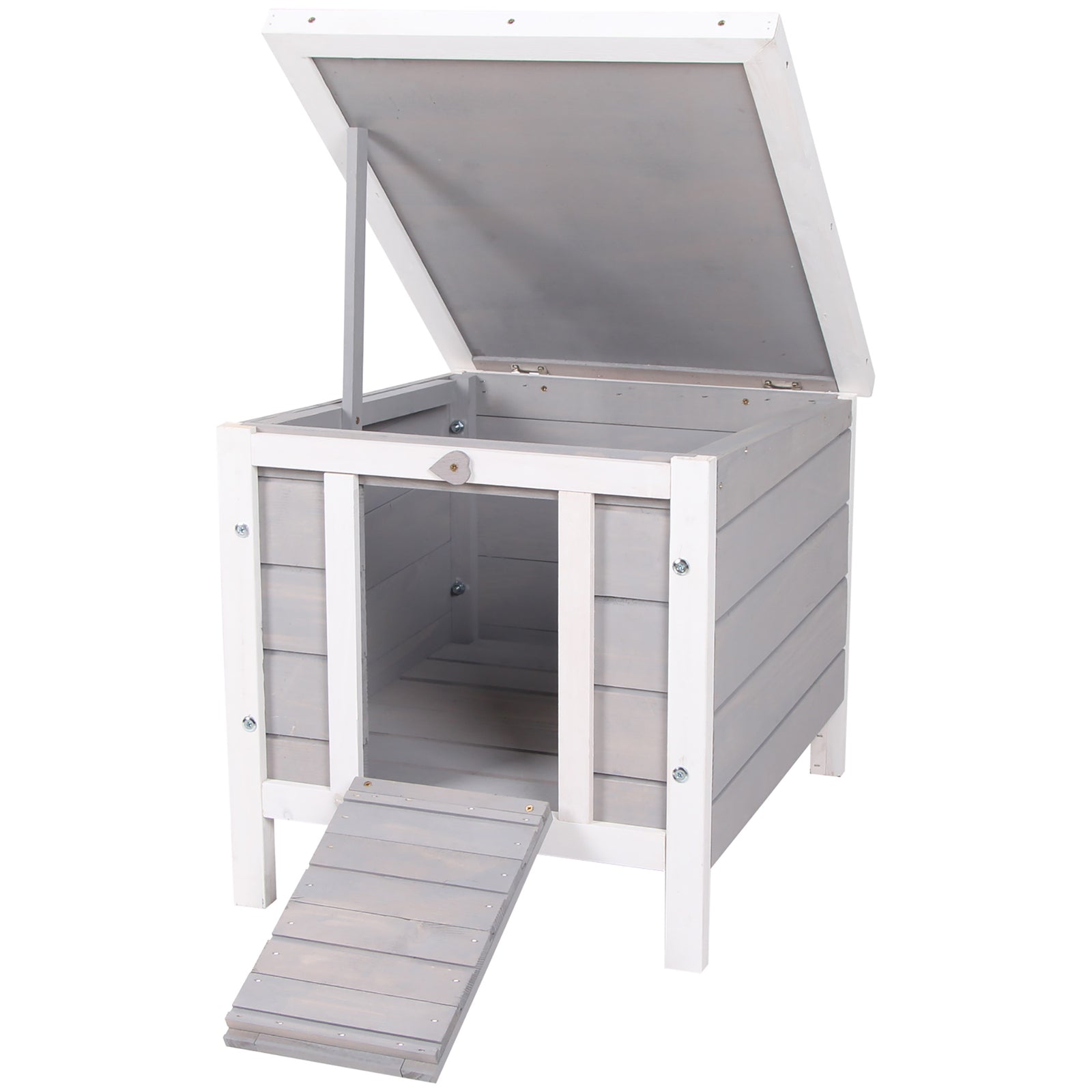 Wooden Rabbit Hutch Bunny Cage Guinea Pig House Pet Habitat Ferret | Gray