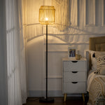 Farmhouse Floor Lamp With Rattan Wicker, Natural
