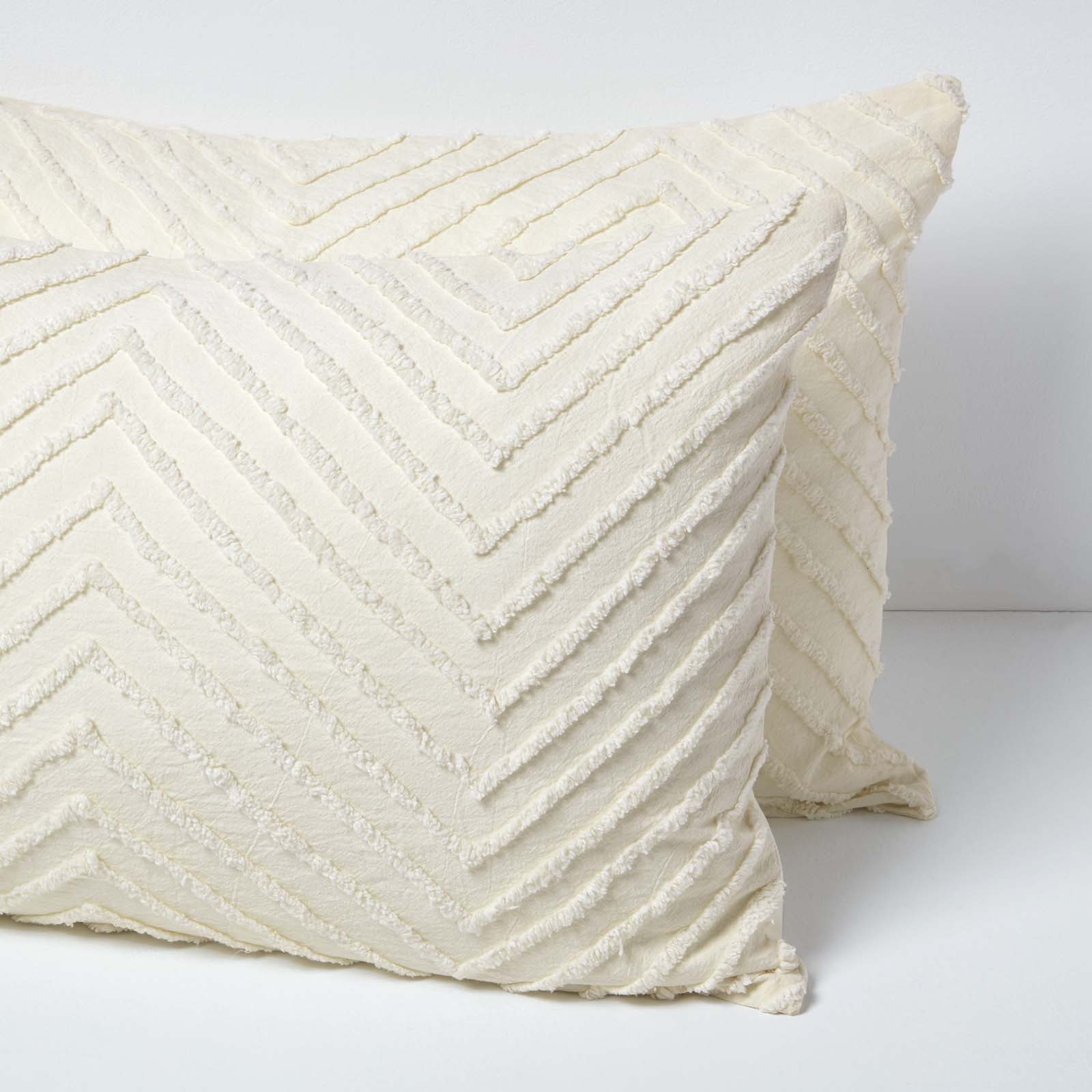 Chevron Cotton Tufted Duvet Cover Set | King | Off White