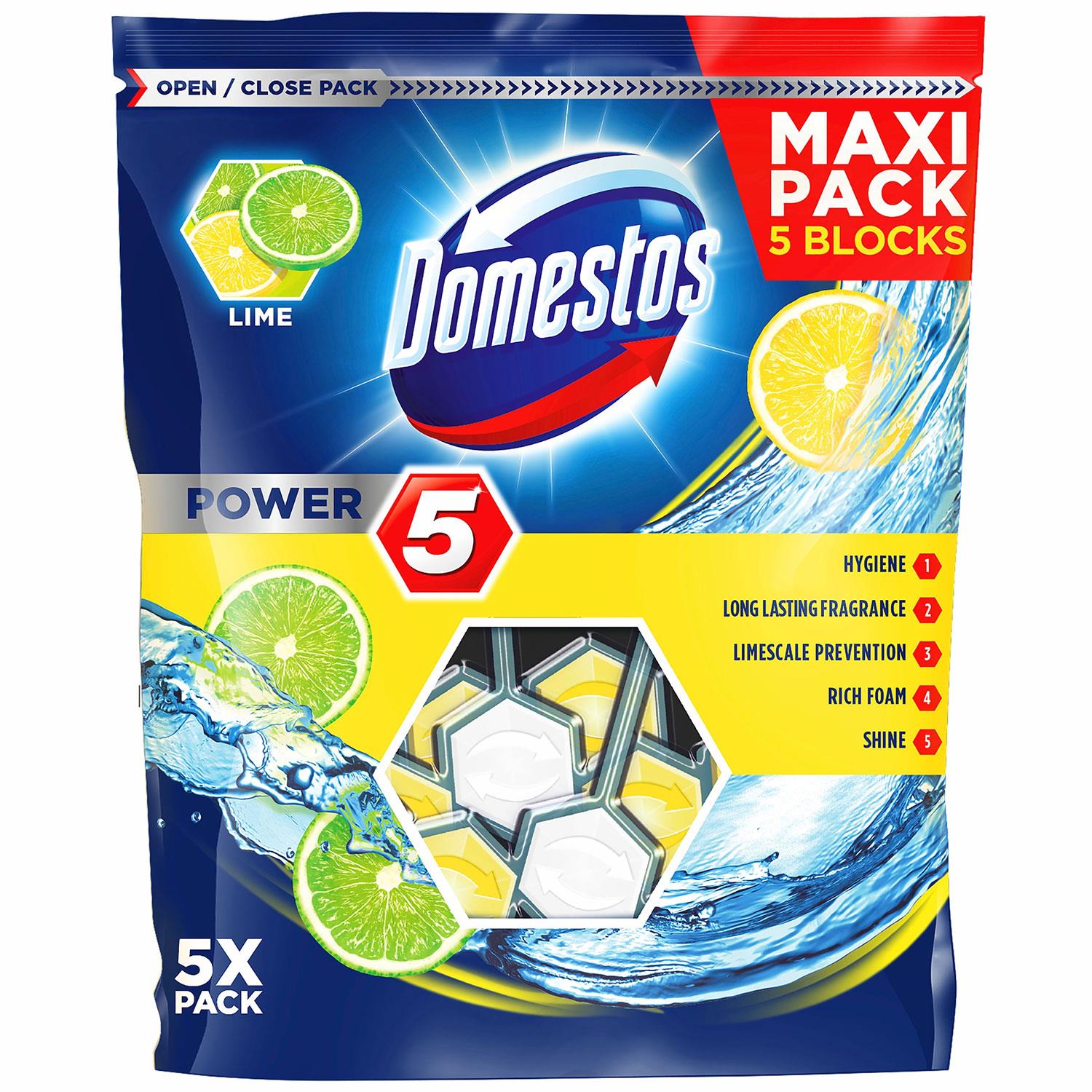 Power 5 Lime Toilet Rim Blocks For Long-lasting Protection 55g
