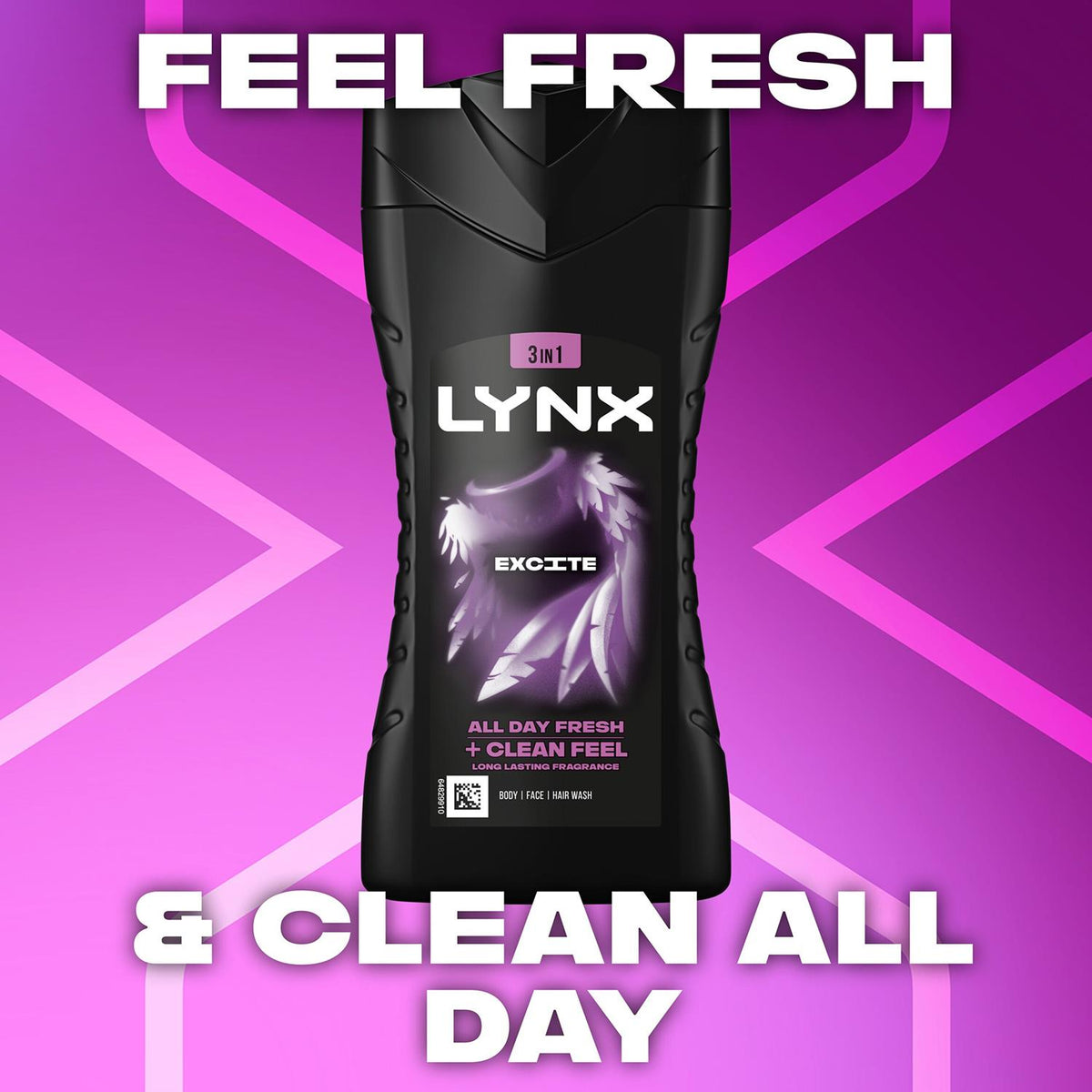 Excite 12h Refreshing Fragrance Shower Gel Body Wash For Men, 225ml | Set of 36