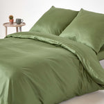 Organic Cotton Duvet Cover Set 400 Tc | European Double | Moss Green