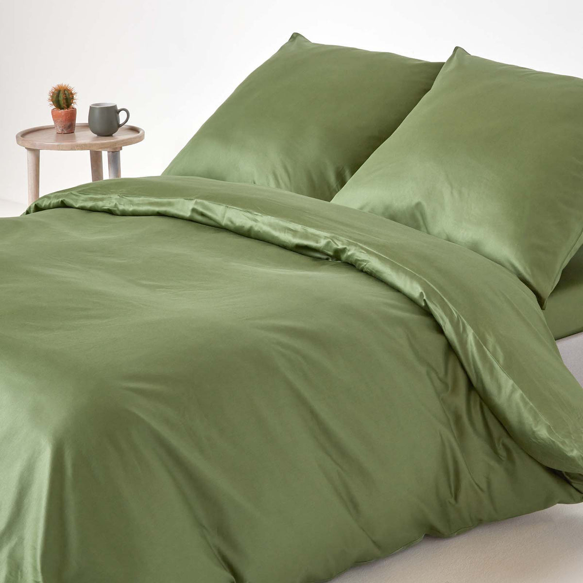 Organic Cotton Duvet Cover Set 400 Tc | European Double | Moss Green