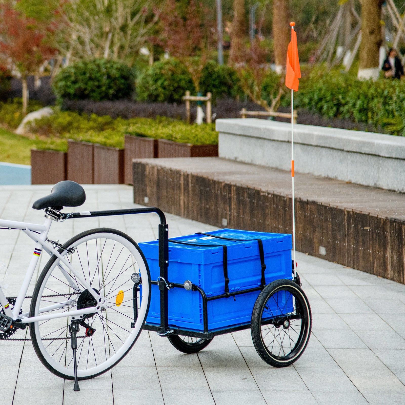 Bike Cargo Trailer With 65l Foldable Box | Blue