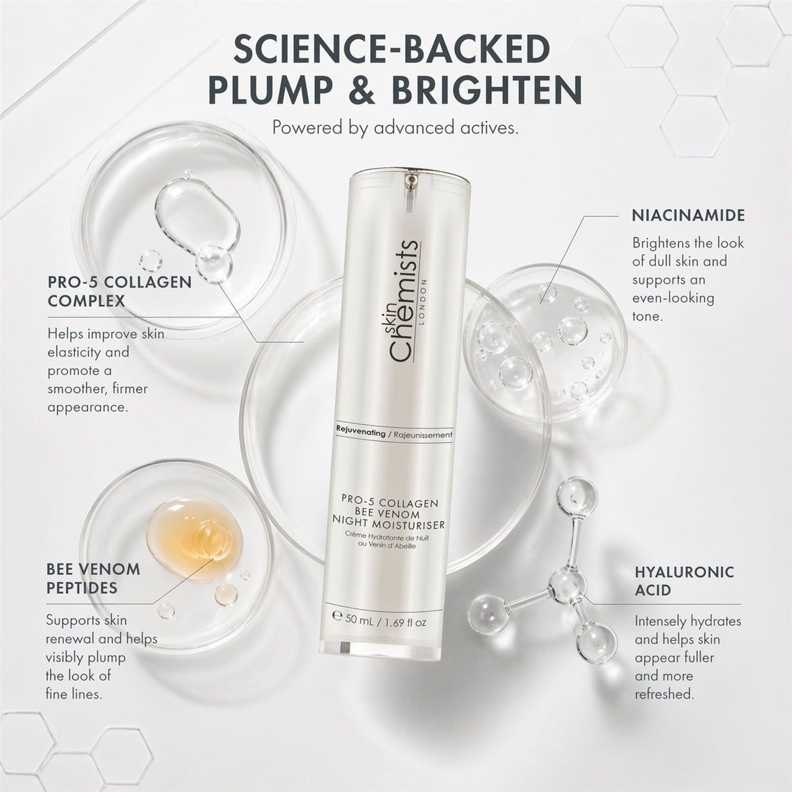 Anti-ageing Pro-5 Collagen Bee Venom Night Moisturiser 50ml For Elasticity And Collagen Support