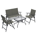 Outdoor 4 Pieces Patio Set, Mesh Fabric | Brown