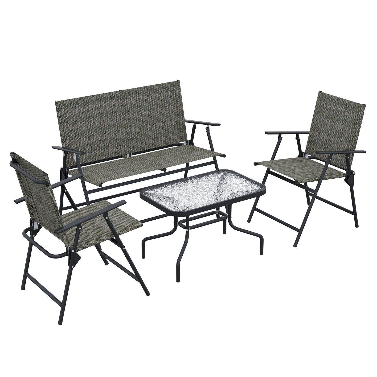 Outdoor 4 Pieces Patio Set, Mesh Fabric | Brown