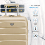 55x35x20cm Lightweight 4 Wheel Cabin Carry On Suitcase Overhead Case Approved For 100+ Airlines With Integrated Tsa Lock | 55 x 35 x 20cm | Champagne