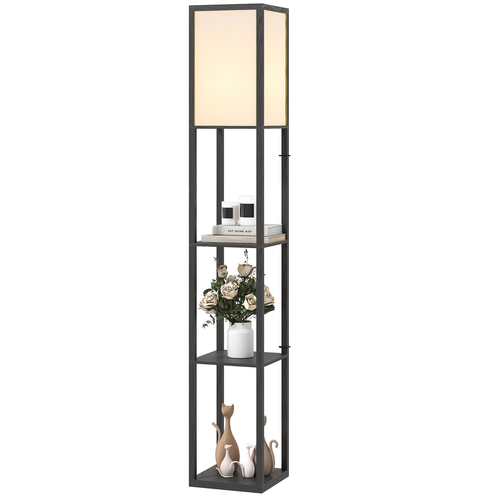 HOMCOM 3-tier Floor Lamp, Bulb Not Included, Black