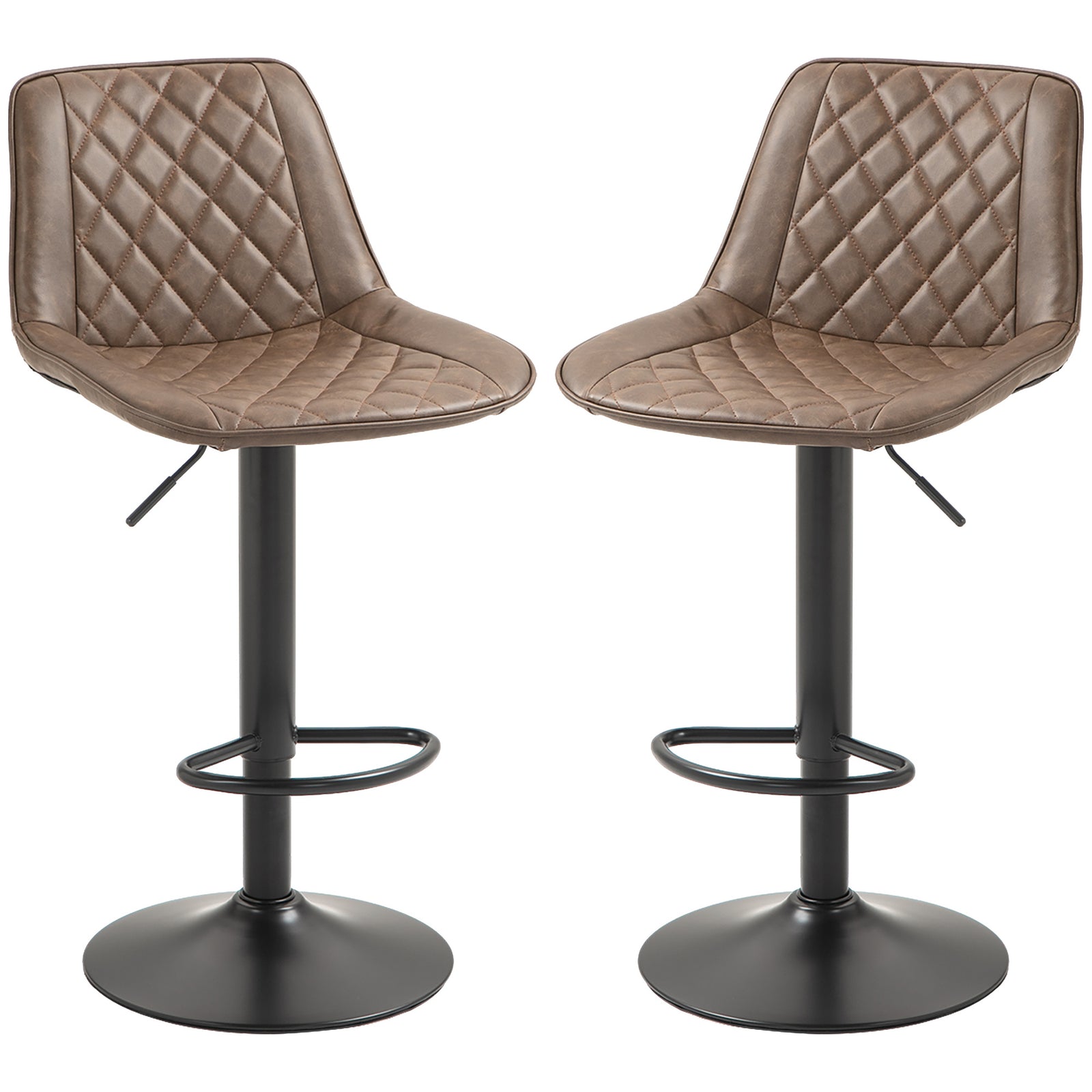 Adjustable Swivel Bar Chairs Kitchen Brown