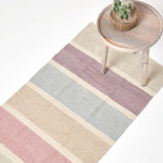 Cotton Chenille Striped Rug | 200cm | Blue & Grey