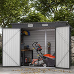 8 X 4ft Metal Garden Storage Shed With Doors And 2 Vents | Gray