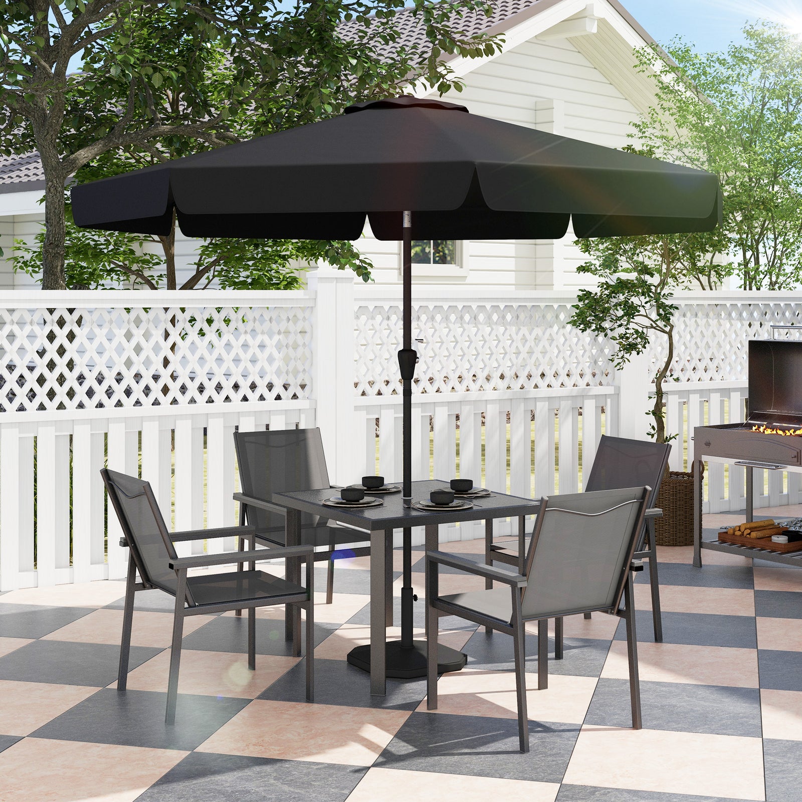 Outdoor Dining Table And 4 Armchairs, Garden Dining Set | 5 | Gray