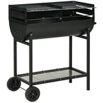 Trolley Charcoal Bbq, Wheels, Black | Black