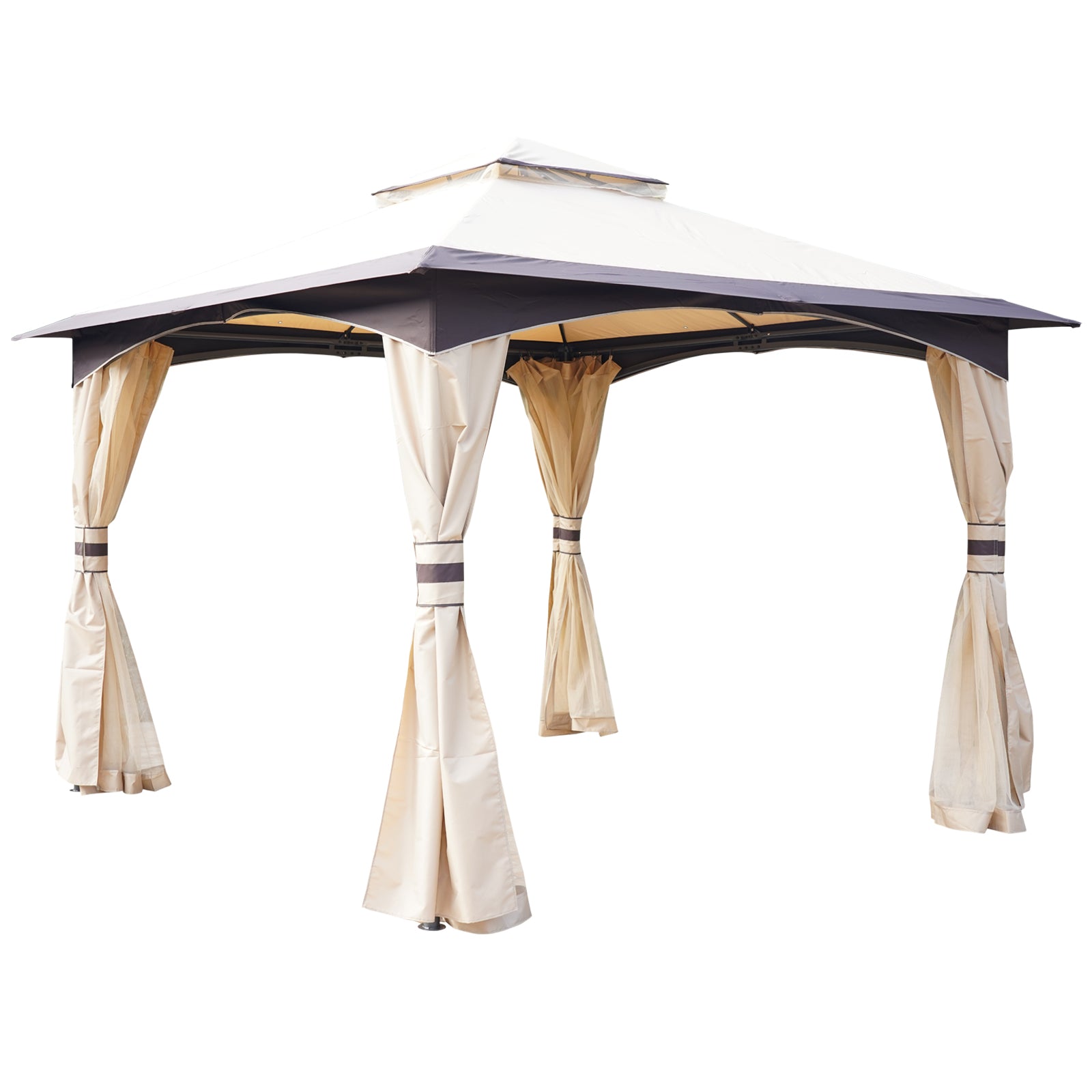 3.2x3.2m Gazebo, Double Roof, Netting, Steel Frame
