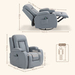 Manual Recliner Chair, Vibration Light Grey