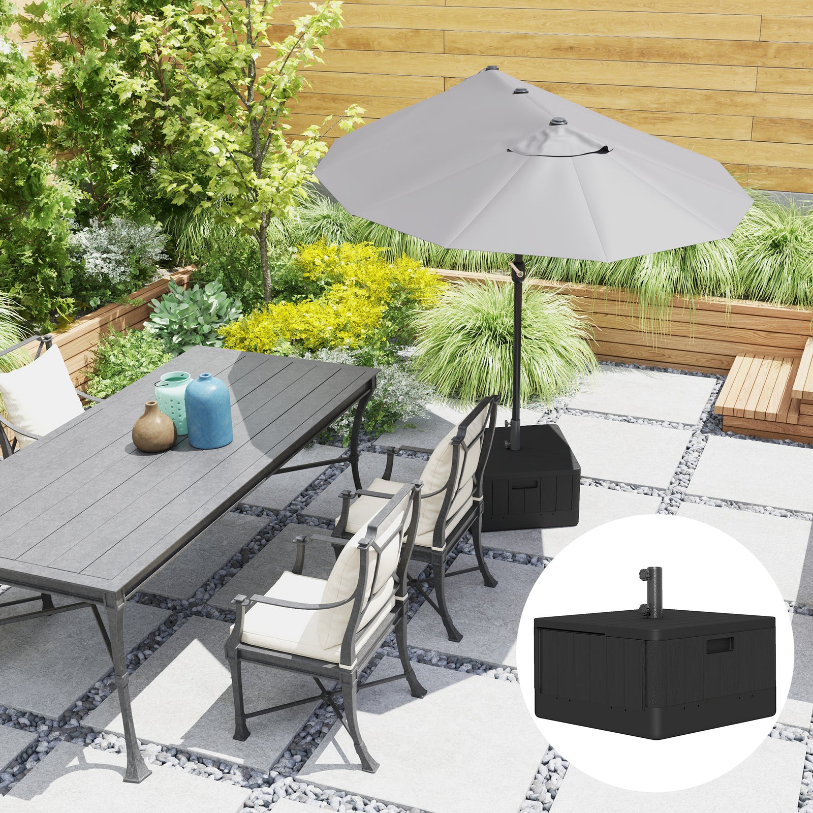 Outsunny Garden Parasol Base, Sand/water Filled Garden Umbrella Stand
