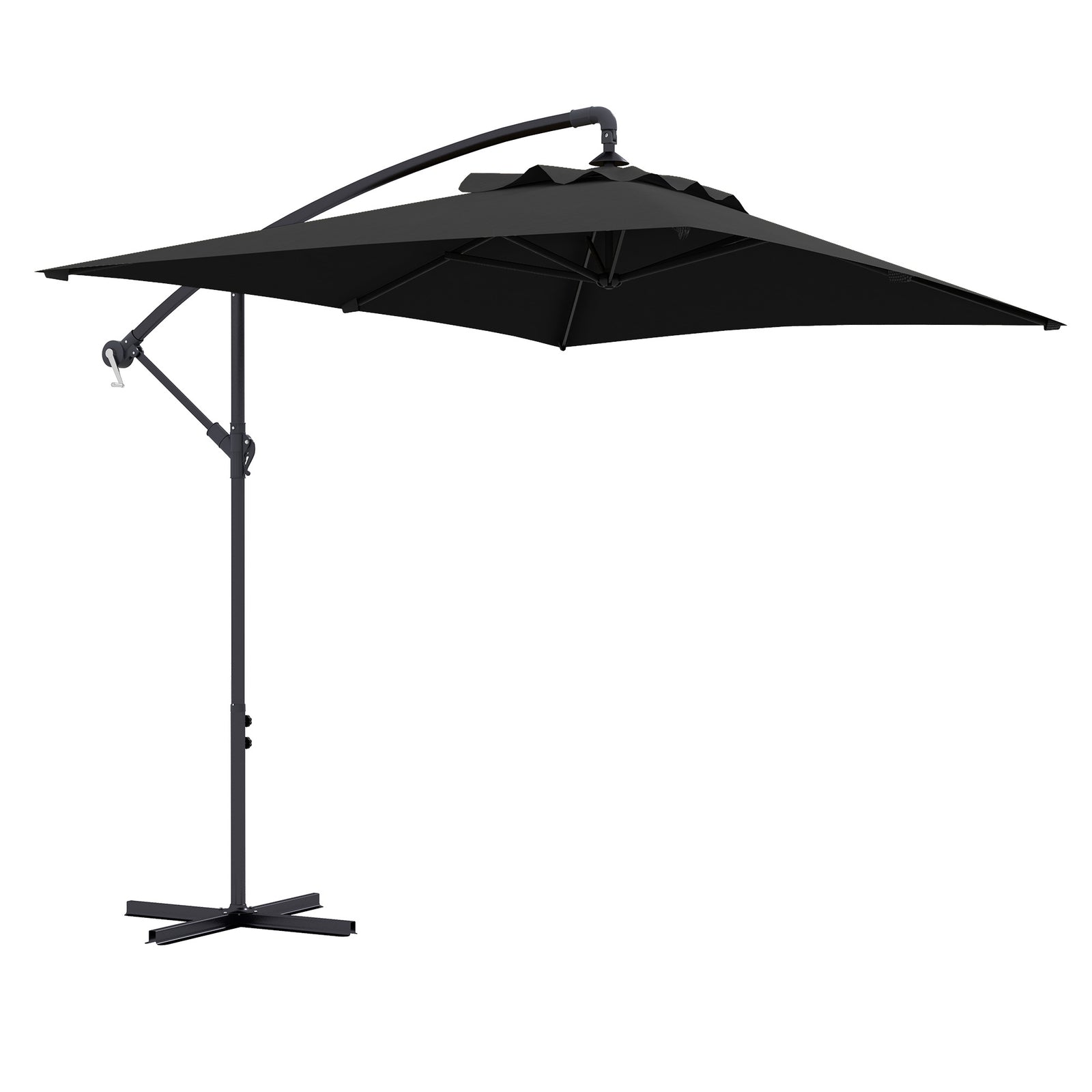 3m Cantilever Banana Parasol W/ Cross Base | Black