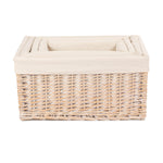 Wicker White Lined Storage Basket | Set-of-4 | White