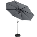 3m Garden Parasol Adjustable Tilting Parasol With Crank Handle With Plastic Fillable Base | One Size | Grey