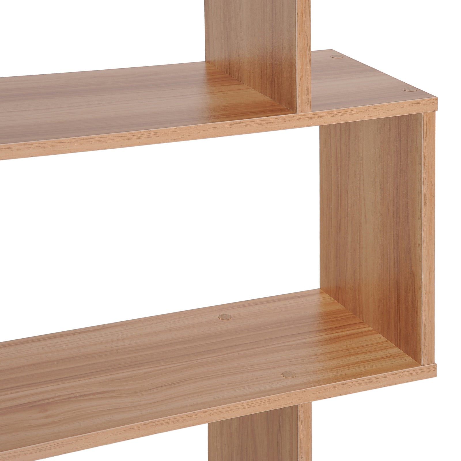 6-tier Wooden Modern S-shaped Shelf Storage Unit Home Office | One Size | Brown