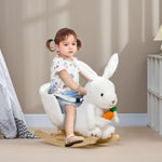 Kids Rabbit-shaped Rocking Horse W/ Realistic Sounds, Safety Belt - White