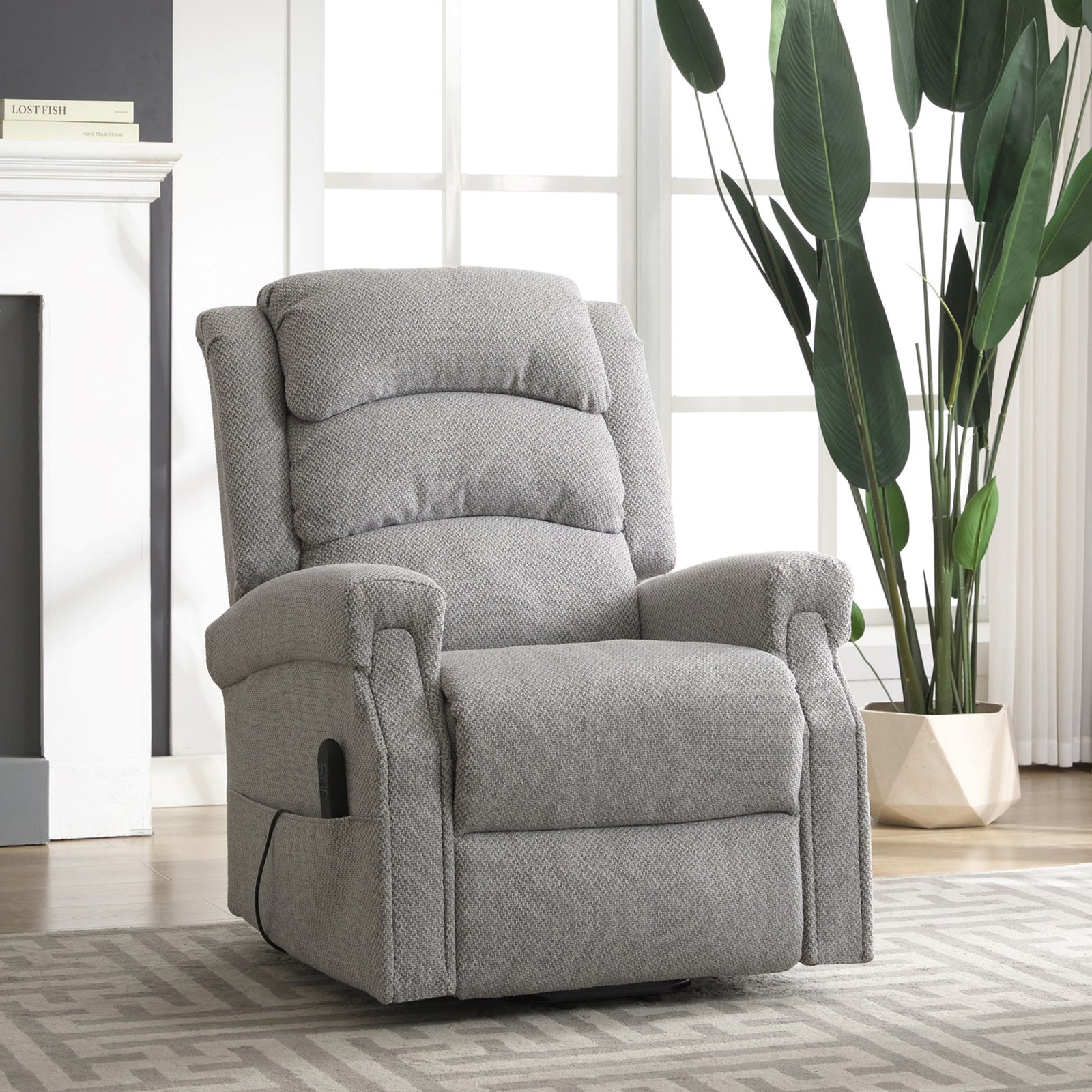 Eltham Dual Motor Electric Lift Assist Recliner With Massage And Heat | Grey