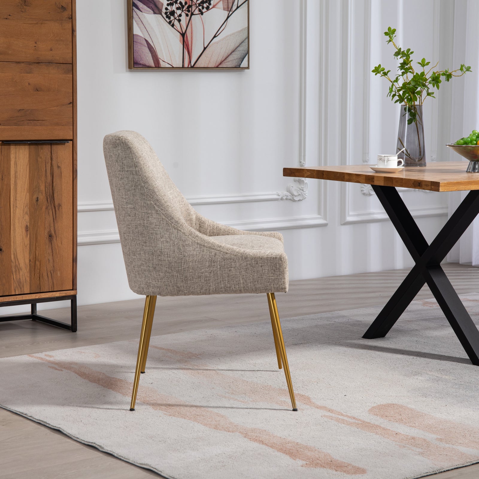 Set Of 2 Lograto Fabric Dining Chairs | Brown