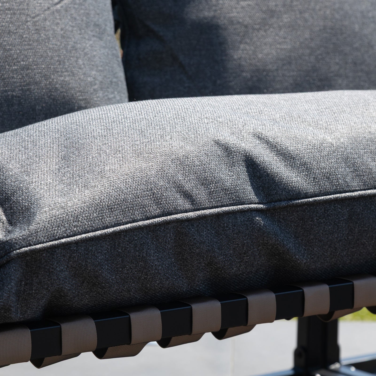 Bosque Black & Grey Garden Corner Sofa + Table