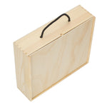 3 Bottle Bottle Pinewood Carry Case With Solid Lid | One Size | Brown