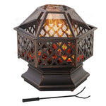 Outdoor Fire Pit W/ Screen & Poker, Bronze
