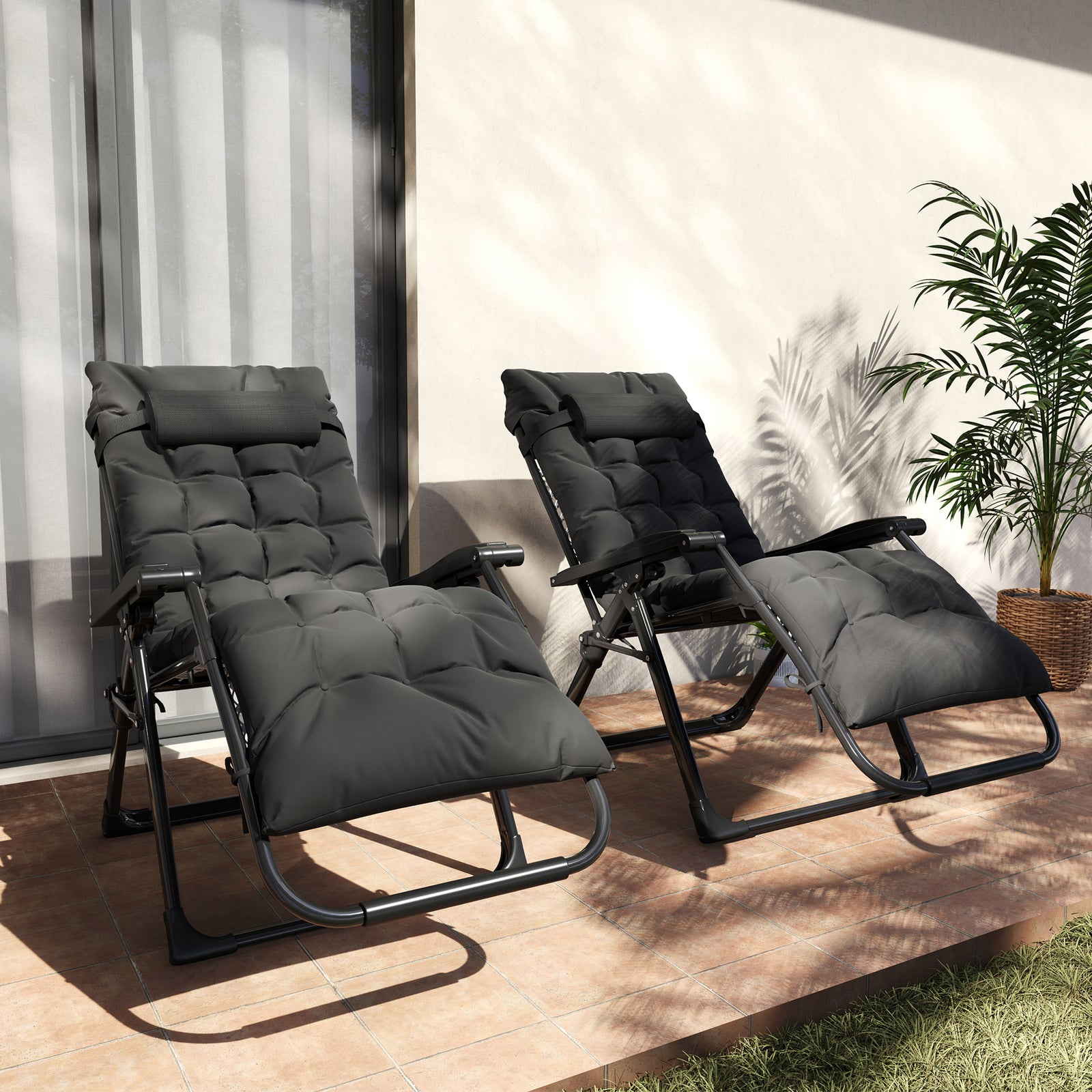 2 Pcs Reclining Zero Gravity Folding Lounger